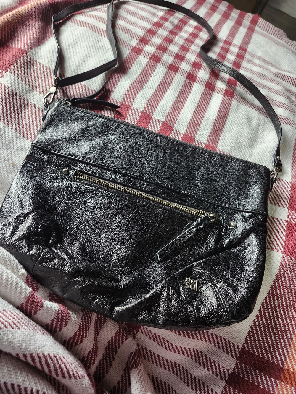 The Sak Black Leather Crossbody Shoulder Bag